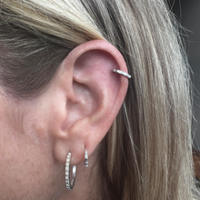 Load image into Gallery viewer, Diamond Baguette Huggie on Model