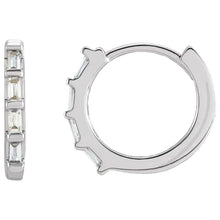Load image into Gallery viewer, Diamond Baguette Huggie in Sterling Silver