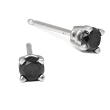 Load image into Gallery viewer, Black diamond stud earrings in 14k white gold