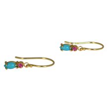 Load image into Gallery viewer, Dulce Earrings - Turquoise and Pink Tourmaline Set in 14k Gold
