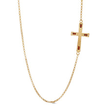 Load image into Gallery viewer, Off Center Santos Cross with Garnets