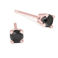 Load image into Gallery viewer, Black diamond stud earrings in 14k rose gold