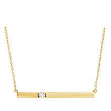 Load image into Gallery viewer, Seven Mile Single Diamond Bar Necklace 14k Yellow Gold