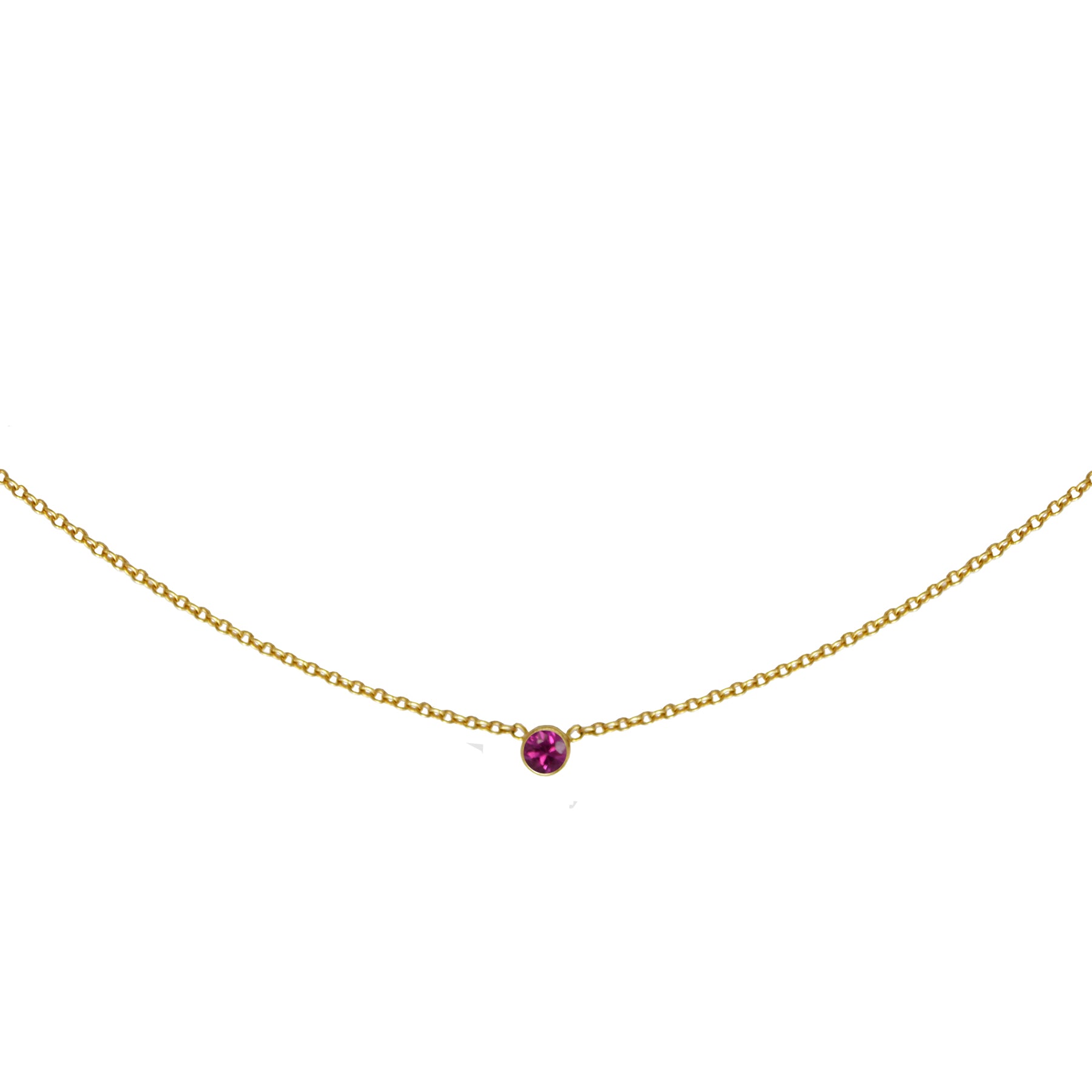 Pink Sapphire Solitaire Necklace 4mm / 14K Gold Genuine Pink Sapphire / October Birthstone Pink Sapphire / Layering Pink Sapphire Necklace