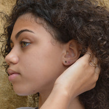 Load image into Gallery viewer, Model wearing black diamond studs