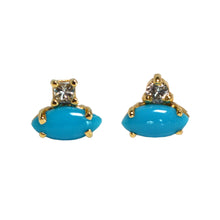 Load image into Gallery viewer, Turquoise and Diamond  Studs
