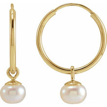 Load image into Gallery viewer, Pearl Dangle Hoops
