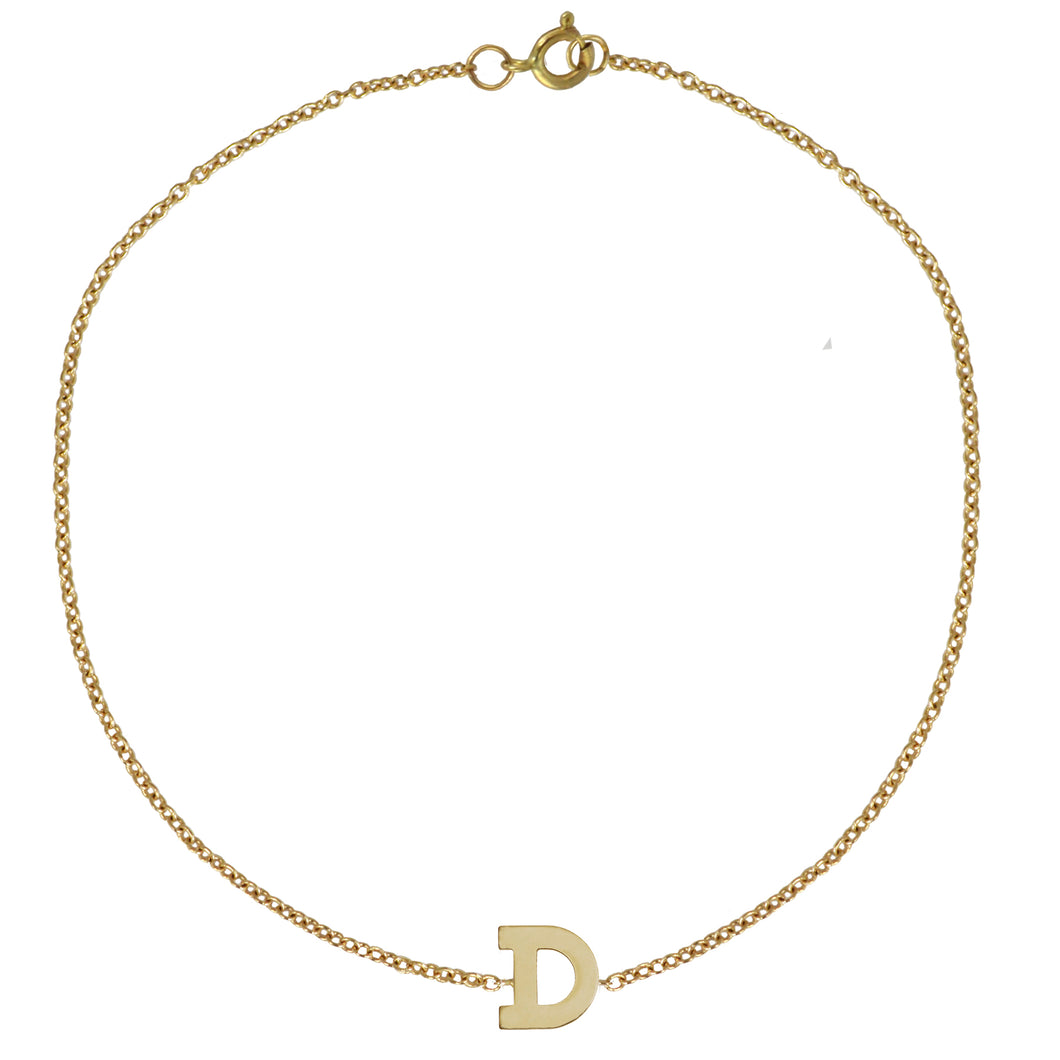 Gold Initial Bracelet by Sweet Bling - One Initials