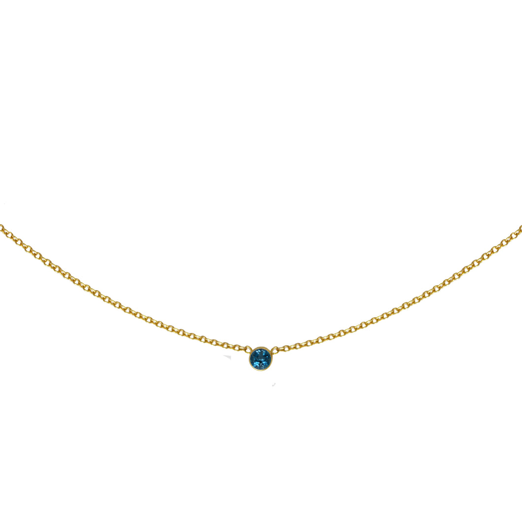 Sweet Bling London Blue Topaz Solitaire Necklace
