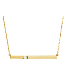 Load image into Gallery viewer, Seven Mile Single Diamond Bar Necklace 14k Yellow Gold
