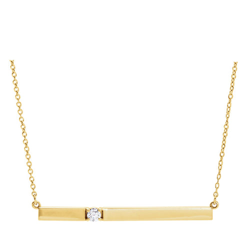 Seven Mile Single Diamond Bar Necklace 14k Yellow Gold
