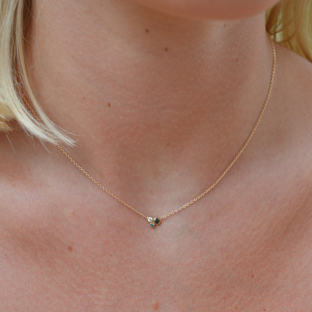 Santorini necklace on model