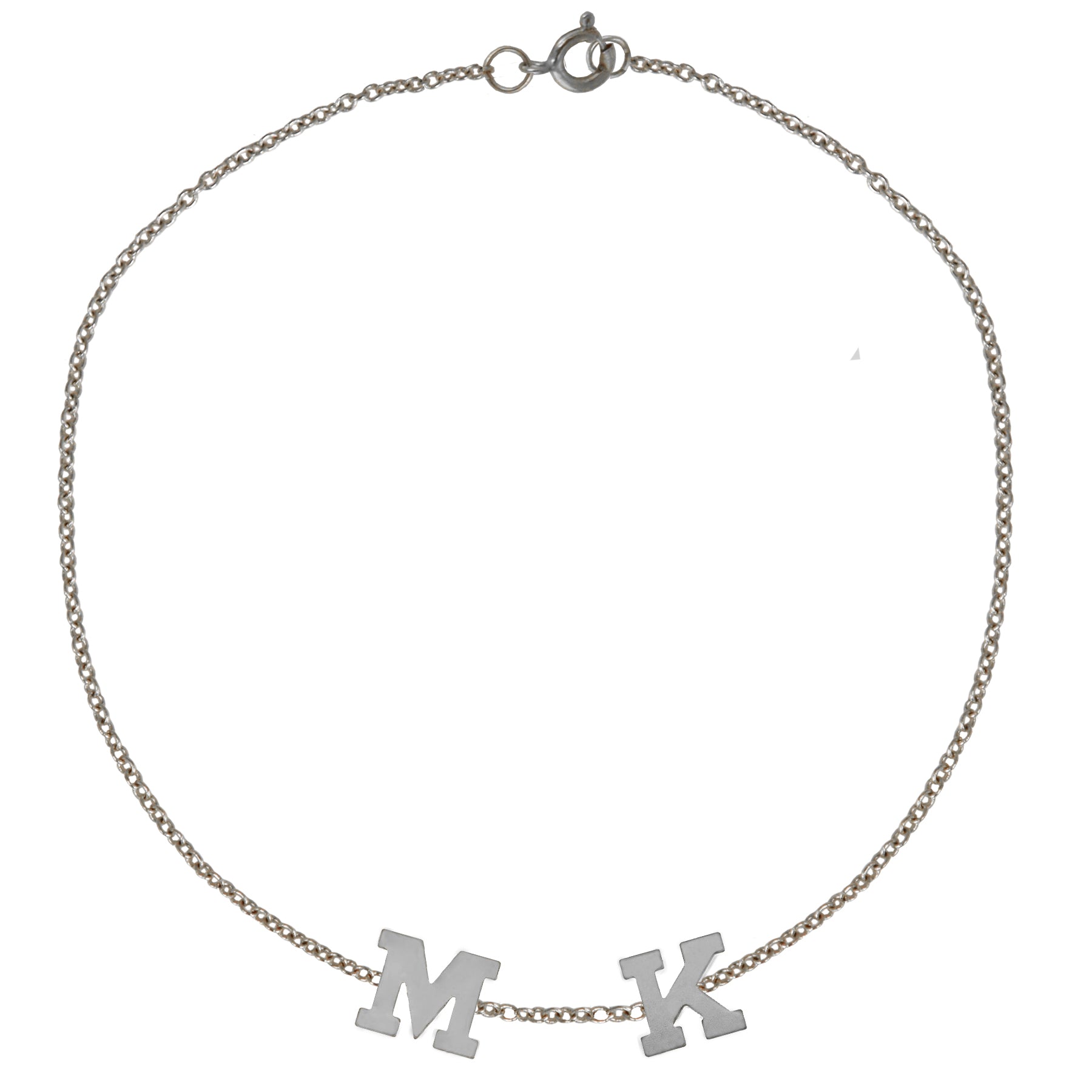 Gold Initial Bracelet - Three initials White Gold